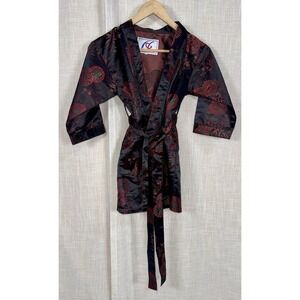 Vintage Hanbok Korean Silk Satin Pattern Kids Children's Kimono and Belt Medium